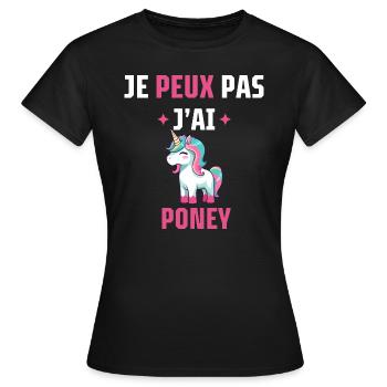 je peux pas j'ai poney - T-shirt Femme - noir - Devant - AI Model Female 172 dark (172cm)