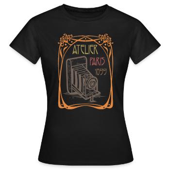 Atelier Paris 1899 - Art Nouveau - Women's T-Shirt - black - Front - AI Model Female 172 dark (172cm)