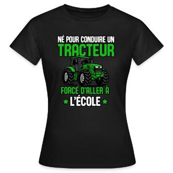 Tracteur Papa Enfant Garçons Fermier Agriculteur - T-shirt Femme - noir - Devant - AI Model Female 172 dark (172cm)