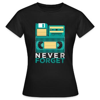 Never Forget cassette VHS disque Eighties Retro - T-shirt Femme - noir - Devant - AI Model Female 172 dark (172cm)