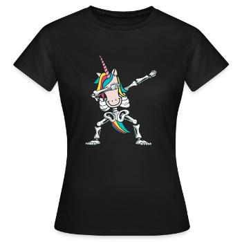 unicorn dabbing skelett - Frauen T-Shirt - Schwarz - Vorne - AI Model Female 172 dark (172cm)