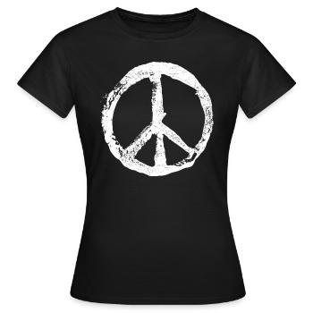Logo de la Paix Symbole Style Vintage Tatouage Pacifiste - T-shirt Femme - noir - Devant - AI Model Female 172 dark (172cm)