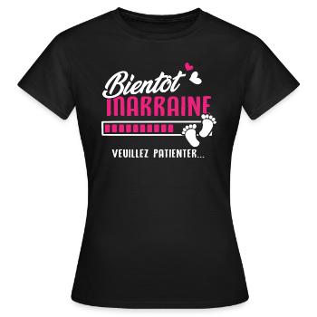 Bientôt marraine veuillez patienter - T-shirt Femme - noir - Devant - AI Model Female 172 dark (172cm)