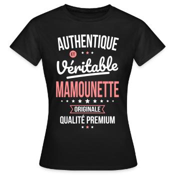 Authentique et véritable Mamounette - Cadeau - T-shirt Femme - noir - Devant - AI Model Female 172 dark (172cm)