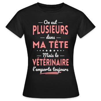 Plusieurs dans tête la Vétérinaire l'emporte - T-shirt Femme - noir - Devant - AI Model Female 172 dark (172cm)