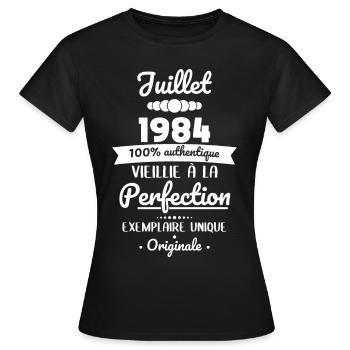 40-jähriges Jubiläum - Juli 1984 Original - Frauen T-Shirt - Schwarz - Vorne - AI Model Female 172 dark (172cm)