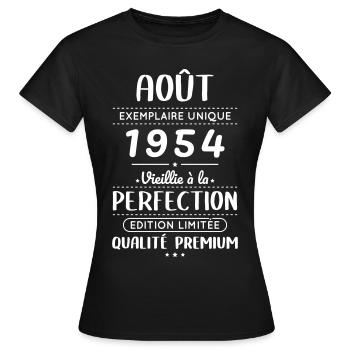 70th Anniversary - August 1954 Perfection - Women's T-Shirt - black - Front - AI Model Female 172 dark (172cm)