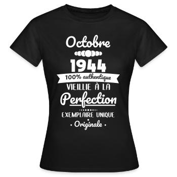 80th Anniversary - October 1944 Original - Women's T-Shirt - black - Front - AI Model Female 172 dark (172cm)