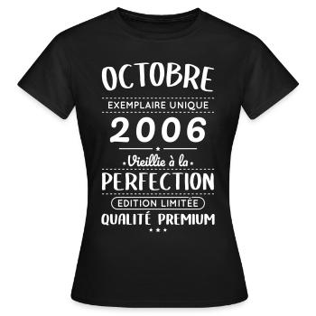18th birthday - October 2006 Perfection - Women's T-Shirt - black - Front - AI Model Female 172 dark (172cm)