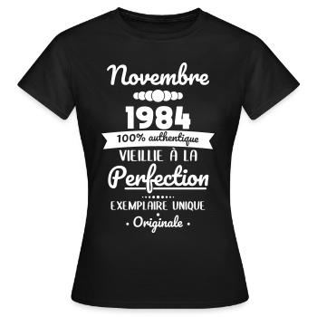 40. Geburtstag – November 1984 Original - Frauen T-Shirt - Schwarz - Vorne - AI Model Female 172 dark (172cm)