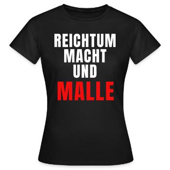 Reichtum Macht und Malle - Frauen T-Shirt - Schwarz - Vorne - AI Model Female 172 dark (172cm)