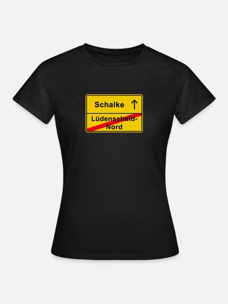 Schalke Gelsenkirchen Ortsschild Lüdenscheid-Nord - Frauen T-Shirt - Schwarz
