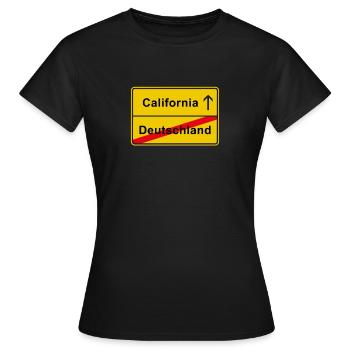 California USA emigrants - Women's T-Shirt - black - Front - AI Model Female 172 dark (172cm)