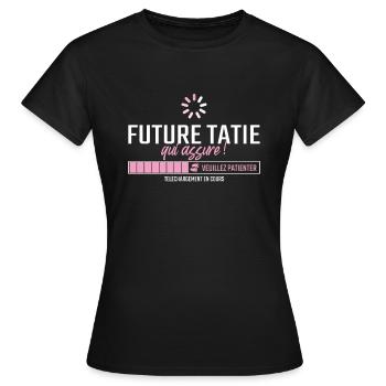 Annonce Future Tatie cadeau de naissance - T-shirt Femme - noir - Devant - AI Model Female 172 dark (172cm)