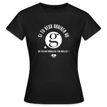 Si tu veux arriver au point G - Réplique culte - T-shirt Femme - noir - Devant - AI Model Female 172 dark (172cm)