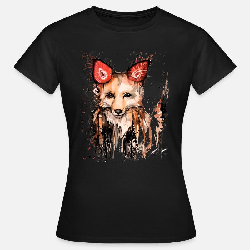 David Pucher type strawberry fox - Women's T-Shirt - black