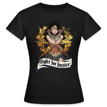 Warner Bros Wonder Woman Fight For Justice - T-shirt Femme - noir - Devant - AI Model Female 172 dark (172cm)