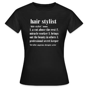 hair stylist - Women's T-Shirt - black - Front - AI Model Female 172 dark (172cm)