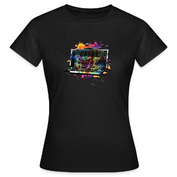 Synthétiseur et boîte à rythmes - génération de rythme - T-shirt Femme - noir - Devant - AI Model Female 172 dark (172cm)