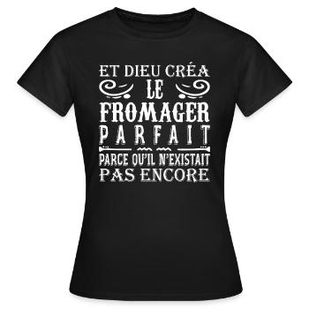 Fromager Cadeau Drôle Fromage Fromagerie - T-shirt Femme - noir - Devant - AI Model Female 172 dark (172cm)