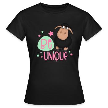 mouton noir: soyez unique - mouton unique - T-shirt Femme - noir - Devant - AI Model Female 172 dark (172cm)