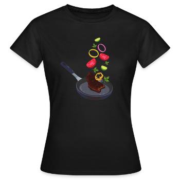 Frying pan for the cook - Women's T-Shirt - black - Front - AI Model Female 172 dark (172cm)