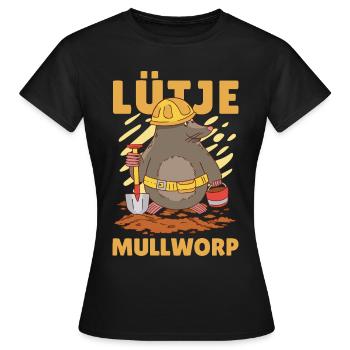 Lütje Mullworp Taupe bas-allemande - T-shirt Femme - noir - Devant - AI Model Female 172 dark (172cm)