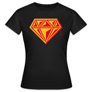 Diamond (Gemstone / Brilliant / Symbol / Red / 2C) - Women's T-Shirt - black - Front - AI Model Female 172 dark (172cm)