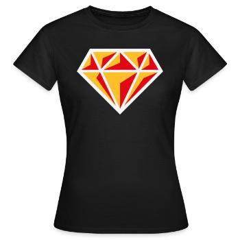 Diamond (Gemstone Brilliant Symbol / NEG Red 3C) - Women's T-Shirt - black - Front - AI Model Female 172 dark (172cm)