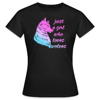 A girl who loves wolves cute wolf - Women's T-Shirt - black - Front - AI Model Female 172 dark (172cm)