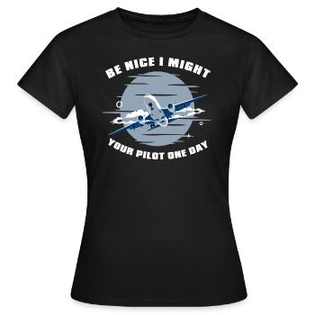 Pilote d’avion Pilote Pilote Pilote - T-shirt Femme - noir - Devant - AI Model Female 172 dark (172cm)