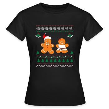 Gingerbread Ugly Christmas Weihnachten Geschenk - Frauen T-Shirt - Schwarz - Vorne - AI Model Female 172 dark (172cm)