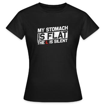 MON ESTOMAC EST PLAT LE L EST SILENCIEUX - T-shirt Femme - noir - Devant - AI Model Female 172 dark (172cm)