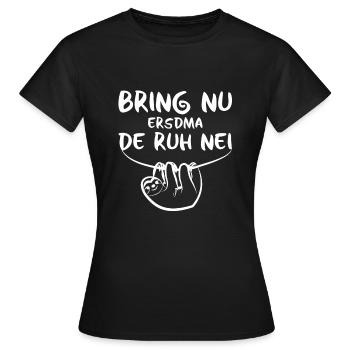Anti Stress Shirt Faultier Sachse Sachsen Dialekt - Frauen T-Shirt - Schwarz - Vorne - AI Model Female 172 dark (172cm)