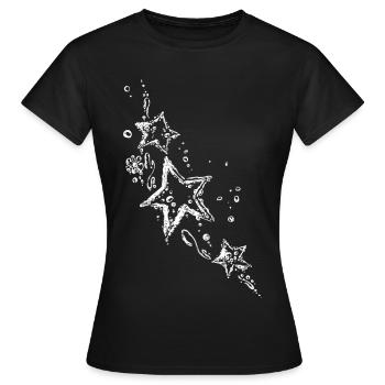 étoiles avec ornement de gouttes d'eau - T-shirt Femme - noir - Devant - AI Model Female 172 dark (172cm)