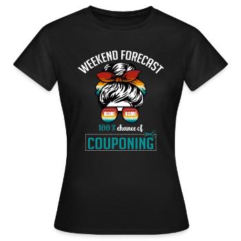 Lustige Wochenend-Prognose-Couponing - Frauen T-Shirt - Schwarz - Vorne - AI Model Female 172 dark (172cm)