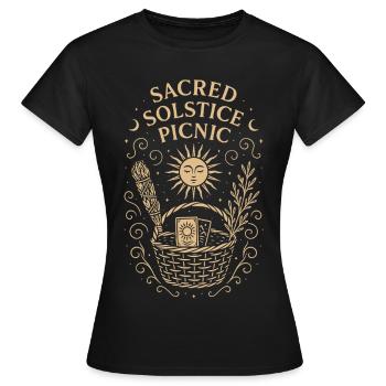 Litha Picnic - Solstice sacré Solstice d’été - T-shirt Femme - noir - Devant - AI Model Female 172 dark (172cm)