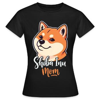 Illustration de maman Shiba Inu pour mamans de chiens - T-shirt Femme - noir - Devant - AI Model Female 172 dark (172cm)
