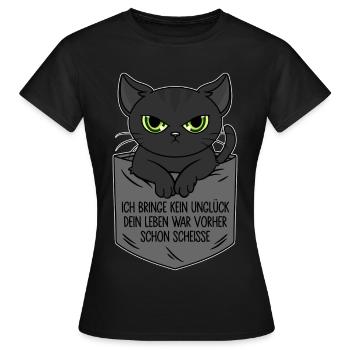 Je n’apporte aucun malheur - la vie était déjà de la merde - T-shirt Femme - noir - Devant - AI Model Female 172 dark (172cm)