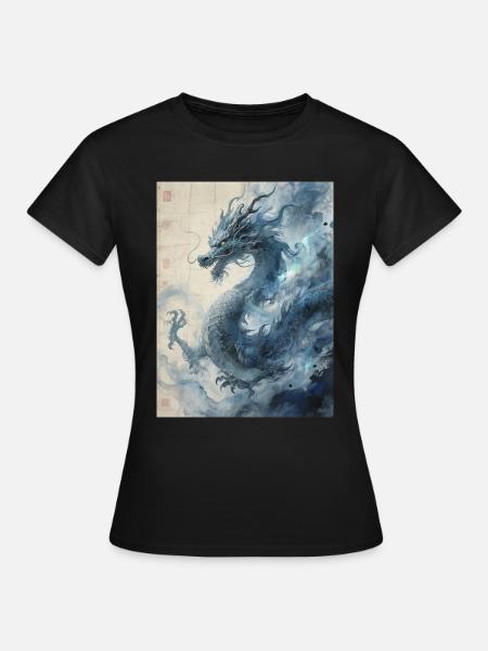 Die Sternennacht: Blauer Drache – Aether - Frauen T-Shirt - Schwarz