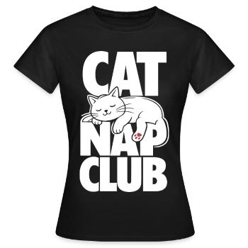 Cat Nap Club Cute Cat Design - Frauen T-Shirt - Schwarz - Vorne - AI Model Female 172 dark (172cm)