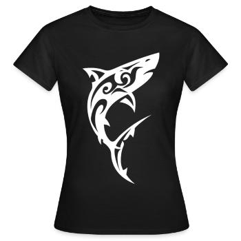 Requin tribal Noir Blanc - T-shirt Femme - noir - Devant - AI Model Female 172 dark (172cm)