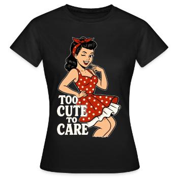 Trop mignonne pour s’en soucier – Pin-up coquine rétro - T-shirt Femme - noir - Devant - AI Model Female 172 dark (172cm)