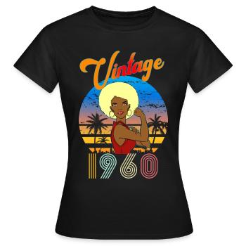 Anniversaire 1960 vintage blonde Femme Afro - T-shirt Femme - noir - Devant - AI Model Female 172 dark (172cm)