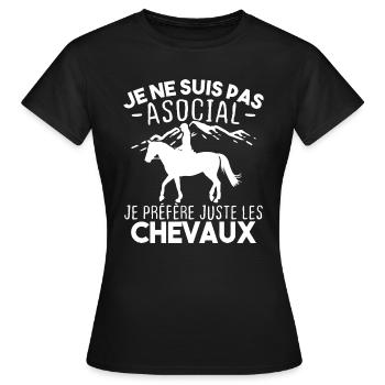 Je préfère juste les chevaux - T-shirt Femme - noir - Devant - AI Model Female 172 dark (172cm)