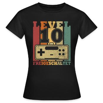 Level 10 Freigeschaltet - Frauen T-Shirt - Schwarz - Vorne - AI Model Female 172 dark (172cm)