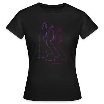 Drei Bauchtänzerinnen in Lila, Pink und Rot - Frauen T-Shirt - Schwarz - Vorne - AI Model Female 172 dark (172cm)