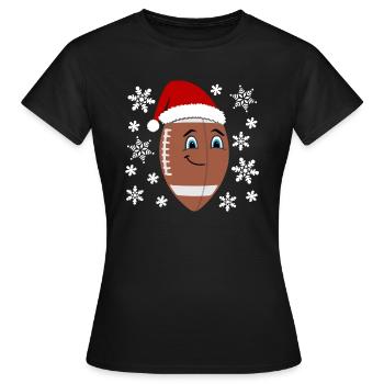 Festlicher Football Weihnachtsmütze - Frauen T-Shirt - Schwarz - Vorne - AI Model Female 172 dark (172cm)