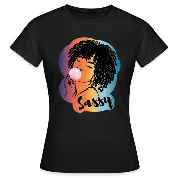 Sassy Chic mit Afro Charme - Frauen T-Shirt - Schwarz - Vorne - AI Model Female 172 dark (172cm)