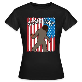 Bigfoot Patriot USA Flagge Hingucker - Frauen T-Shirt - Schwarz - Vorne - AI Model Female 172 dark (172cm)
